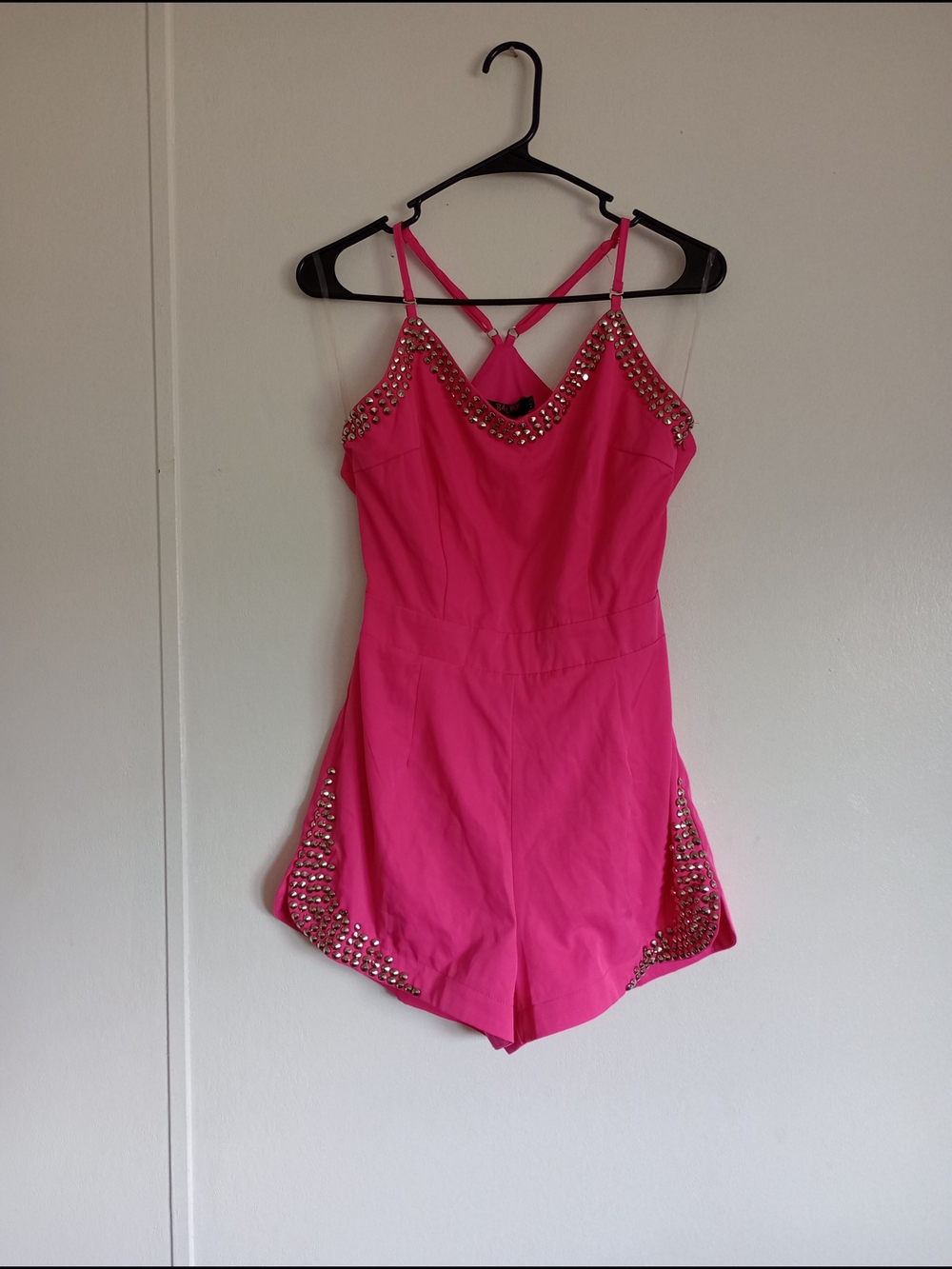 Balboa Hot Pink Studded Romper Sz. M/L NWT.